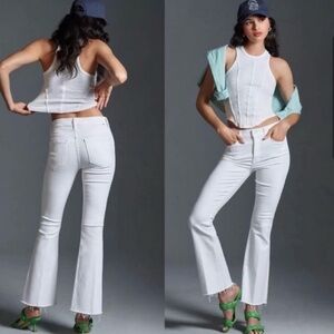 Mother Jeans The Weekender Fray In Fairest Of Them All Bootcut White Denim